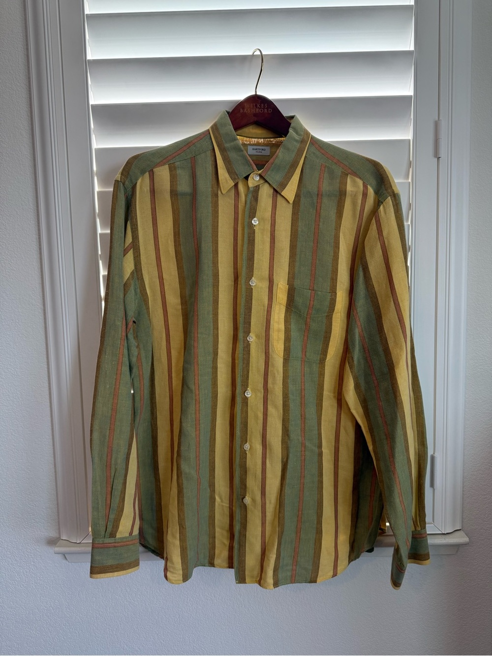 Striped Long-Sleeve Cotton Shirt - Green & Yellow